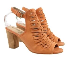 Sam Edelman Women's Holly Sandal Size 10 Back Strap Block Heel Orange Suede